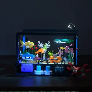BUILDIFY Marine Life Building Block Set with Submarine Treasure Chest & Artificial Lighting Kit for Kids 6+ Ocean Lover Gift ABS Plastic Decor with Shark Turtle Crab and Marine Plants Compatible with Lego