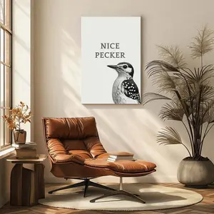 Nice Pecker Woodpecker Bathroom Wall Art Print, Funny Toilet Joke Poster, Humorous Restroom Decor Meme