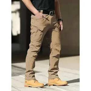 Men's Tactical Pants Waterproof Resistant Warm Ripstop Cargo Pants Lightweight Outdoor Hiking Pants With Multi Pockets (No Belt) Menswear Polyester Black Stretch Trouser Fabric