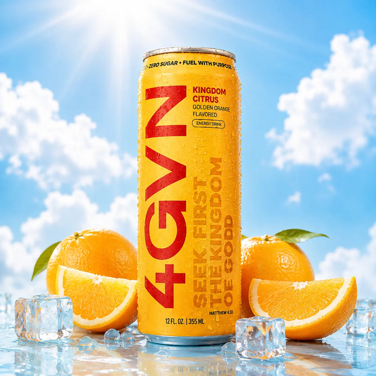 Kingdom Citrus - Golden Orange 4GVN Energy Drink | Zero Sugar | 200mg Caffeine Sport Natural