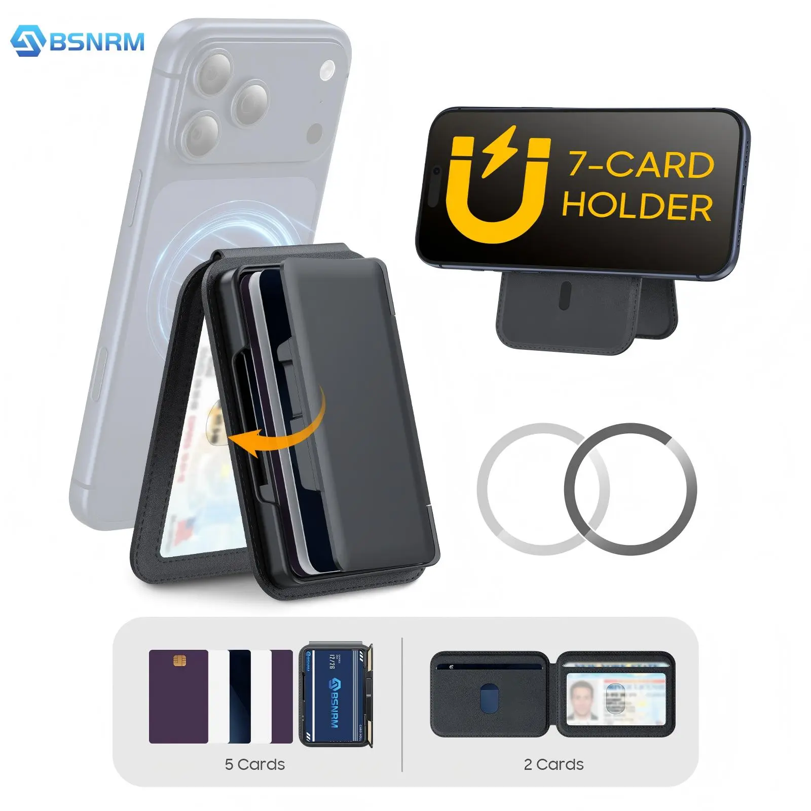 MagSafe Wallet Case for iPhone 17/16/15/14/13/12 Series, RFID Blocking Card Holder Phone Case, Holds 6-7 Cards, Adjustable Stand Magnetic Wallet Cover, Not for Mini #summerwins