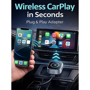 Wireless CarPlay Adapter for Cars with Wired CarPlay, Plug & Play CarPlay Dongle for iPhone & Android Auto, Auto Reconnect, Compact USB Adapter for Navigation, Music & Hands-Free Calls