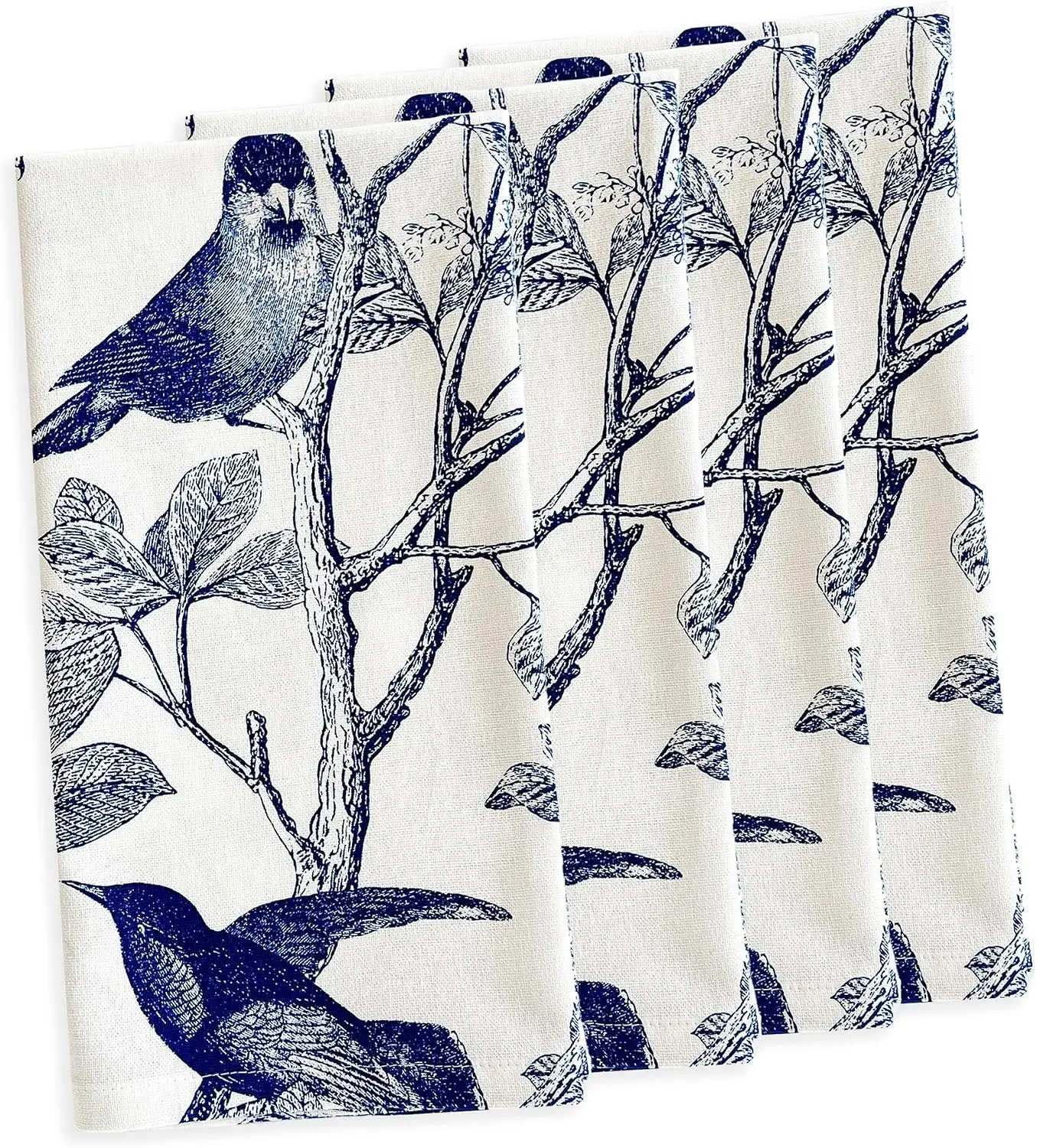 Blue Napkins Set of 4 | 100% Cotton Cloth Set for Entertaining or Everyday Table | Perfect for Wedding Birthday Christmas, 22 Inch Square Blue and White