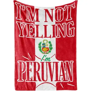 Peruvian Gifts for Men Women, Funny Peruvian Themed Christmas Ornament Decoration, Peruvian Proud Flag, Flannel Throw Blanket, I'm Not Yelling I'm Peruvian, 50" X 65"