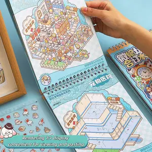 Telado 3.0 bound edition. DIY Miniature Scene Sticker Book with 20 Simulation Scenes, Kawaii Scrapbook Stickers for Journaling, Planner, Bullet Journal & Craft Lovers free tweezer Creative Cartoon Set wide variety collection book adult stress relief