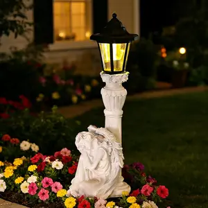 Solar Angel Garden Statue, 18" Roman Columns Angel Statue with Solar Lights Outdoor ,  Deocr Angel Figurine for Yard Patio Lawn Ornaments, Angel Gifts for Women Mom Grandma