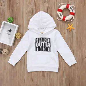 Toddler Baby Long Sleeve Hood Pullover Fashion Letter Print Cotton Casual Sweatshirt