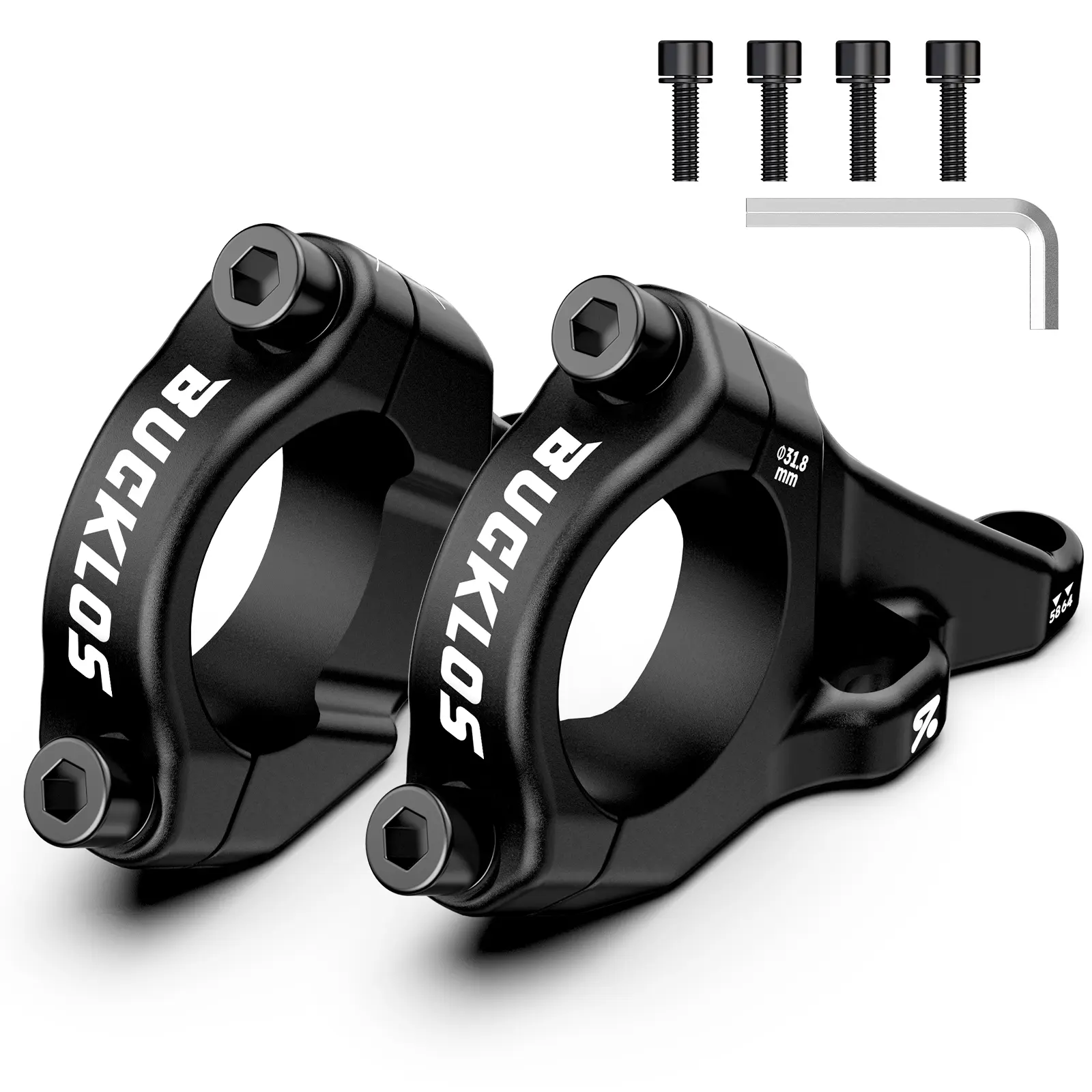 BUCKLOS Direct Mount Stem Mountain Bike 31.8mm 35mm for Dual Crown Forks DH Ebike Direct Mount, 2 Pieces Lightweight Split, High Rise Bicycle Stem Adjustable Extender 58-64mm, for Downhill, Enduro Fork