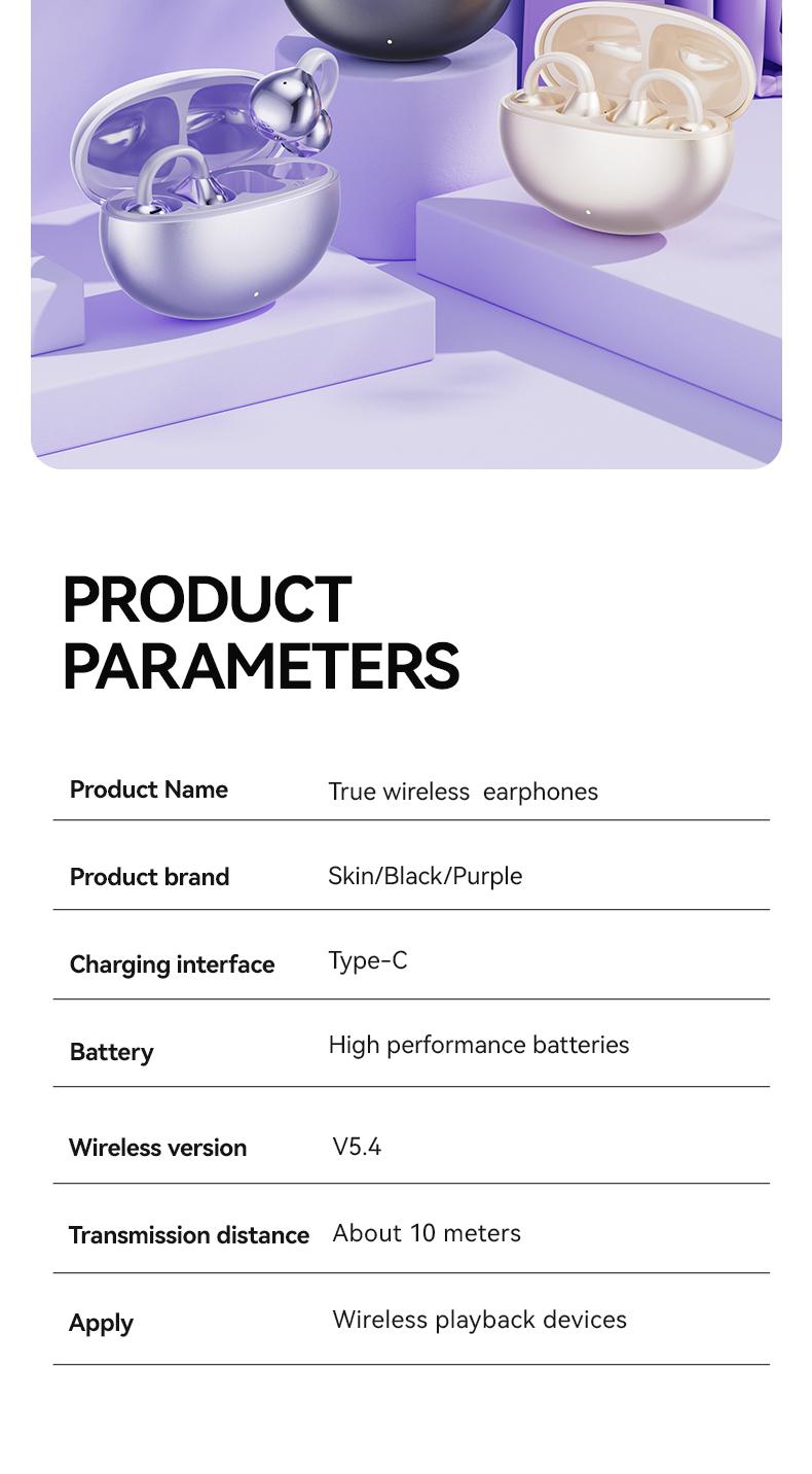 Clip-On Earbuds Gen 3, Open-Ear Wireless Bluetooth 6.0 Headphones with Mic, Secure Fit for Small Ears & Glasses Wearers, 50H Playtime, ENC, IPX5 Waterproof Sport Ear Buds