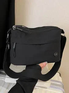 Lightweight Simple Multi-Layer Zip Closure Women's Shoulder Bag, Crossbody Bag, Organized Storage, Adjustable Strap, Lightweight Work Bag