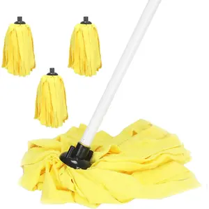 Microfiber Cloth Mop for Floor Cleaning, One Dust String Mop Long Handle with 3 Head Replacement