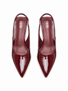 CIDER Metallic Pointed Toe Slingback Kitten Heels