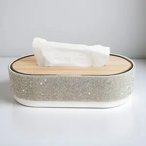 Luxurious Rhinestone Paper Towel Holder, High-End Home Decor Gift, Sparkling Water Drill Handmade Decoration, Blingbling Storage Box, Tissue Holder