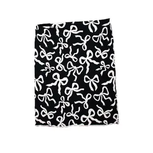 KatyDid White & Black Double Sided Bow Blanket -  KDC-BLKT-22_BLK