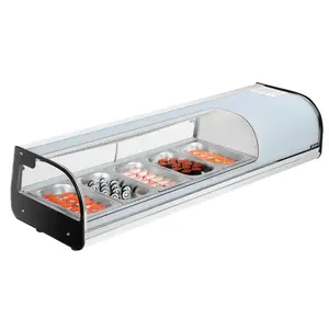 VEVOR Sushi Display Case Refrigerator, 1.8 Cu. ft Commercial Sushi Case, 5-Pan Countertop Showcase with Curved Glass, LED Lighting, and Digital Temperature Control, for Sushi-Bar, Restaurant, Store