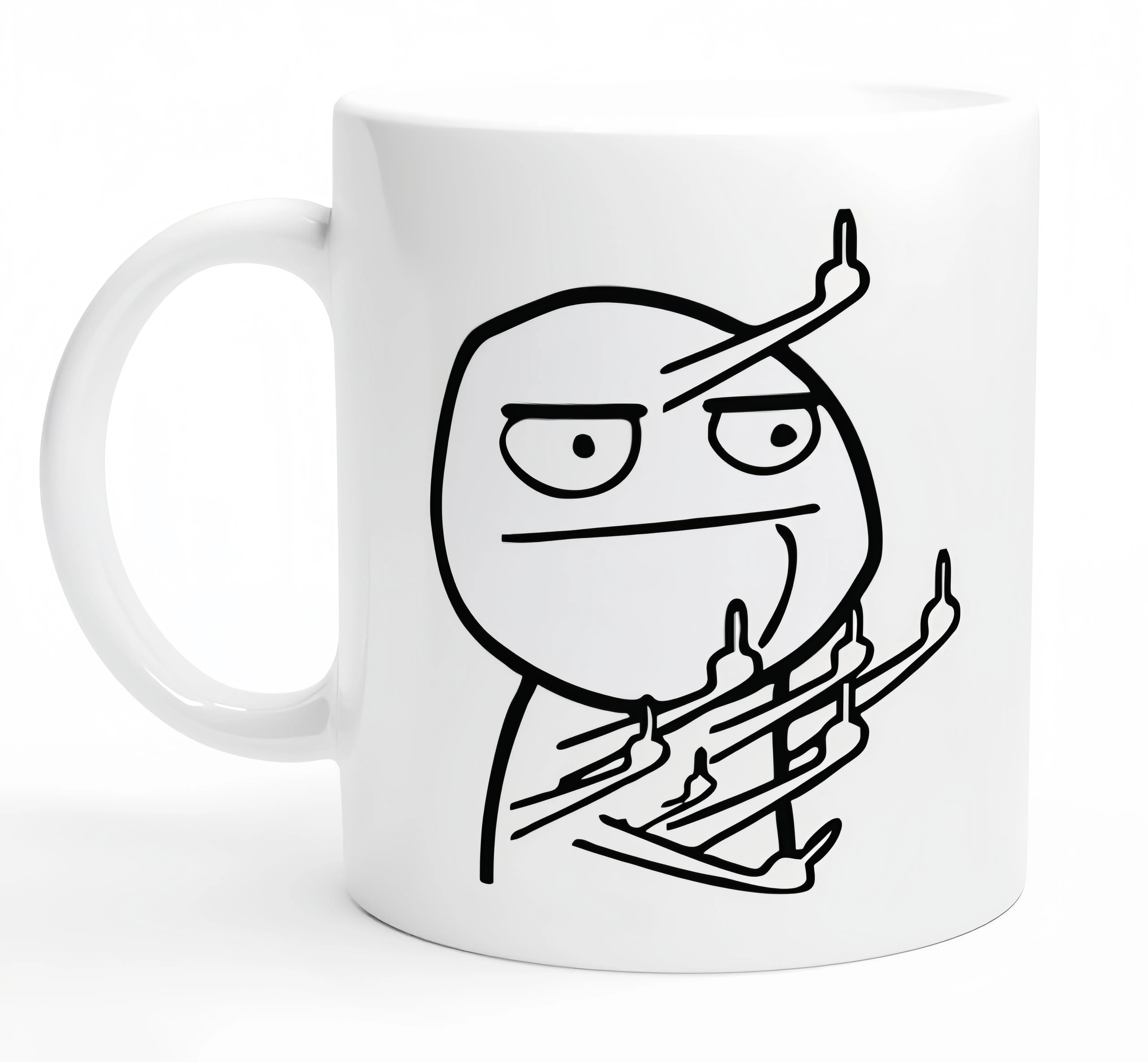 Funny Rage Comic Middle Finger Meme Mug | Sarcastic Ceramic Coffee Cup for Office Desk or Home | 11oz Humorous Internet Culture Drinkware