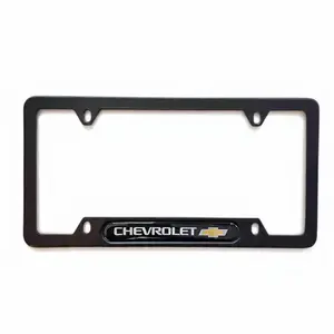 Chevrolet Black Stainless Steel License Plate Frame | 3D Gold Bowtie Logo Rust-Proof Truck Car Gift