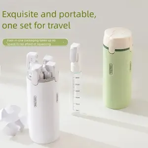 4-in-1 Portable Cosmetic Shampoo Dispenser Storage Bottle Plastic Travel Friendly Compact Design for Easy Carrying with Soap