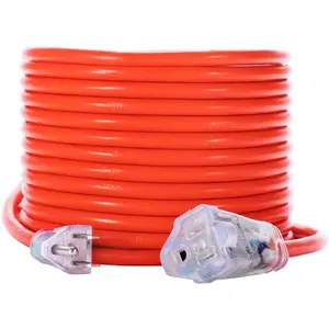 50ft 16AWG Outdoor Extension Cord, SJTW 16/3 Lighted Power Cord, Bright Orange, ETL Certified (50ft/15.24m)