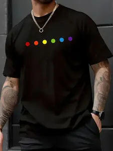 100% Cotton Rainbow Polka Dot Gay Pride Colors LGBTQ Ally T-Shirt, Graphic Tees Men,Summer Tops