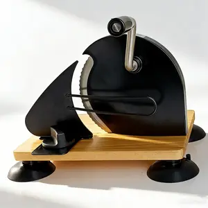 Hand Crank Manual Bread Slicer for Homemade Sourdough Bread, Adjustable Thickness Even Slicing Slicer with Serrated Stainless Steel Blade, Solid Wood Base with Scale Lines & Super Strong Suction Cup Fixation