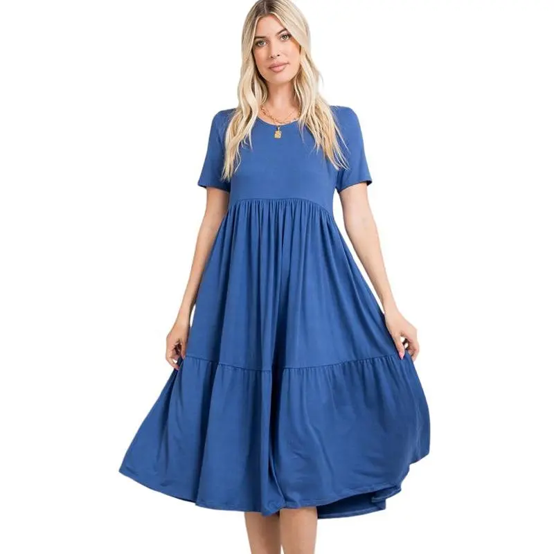 Short Sleeve Tiered Babydoll Dress