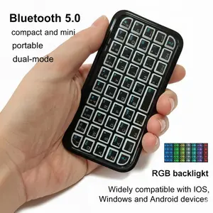 Portable 49-Key Mini Rechargeable Type-C Dual-Mode (Bluetooth + Wired) RGB Backlight Keyboard with Cable, Auto-Sleep, 7-Color Lighting, Multi-OS Compatibility for Tablets and Smartphones