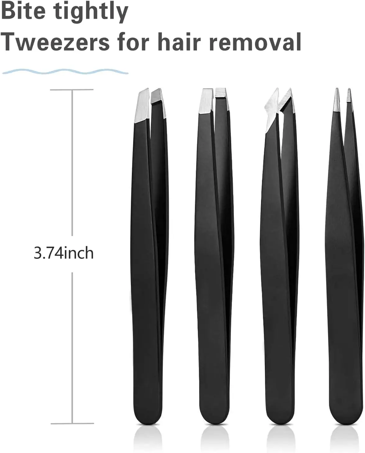 **4Pcs Stainless Steel Tweezers Set, Precision Eyebrow, Blackhead & Ingrown Hair Removal Tools, Slant & Pointed Tip Tweezers for Beauty Care**