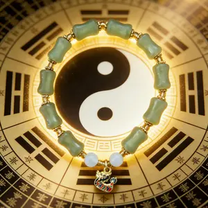 Green Jade Bamboo Pi Xiu Pendant, Taoist Feng Shui Protection Jewelry for Men & Women