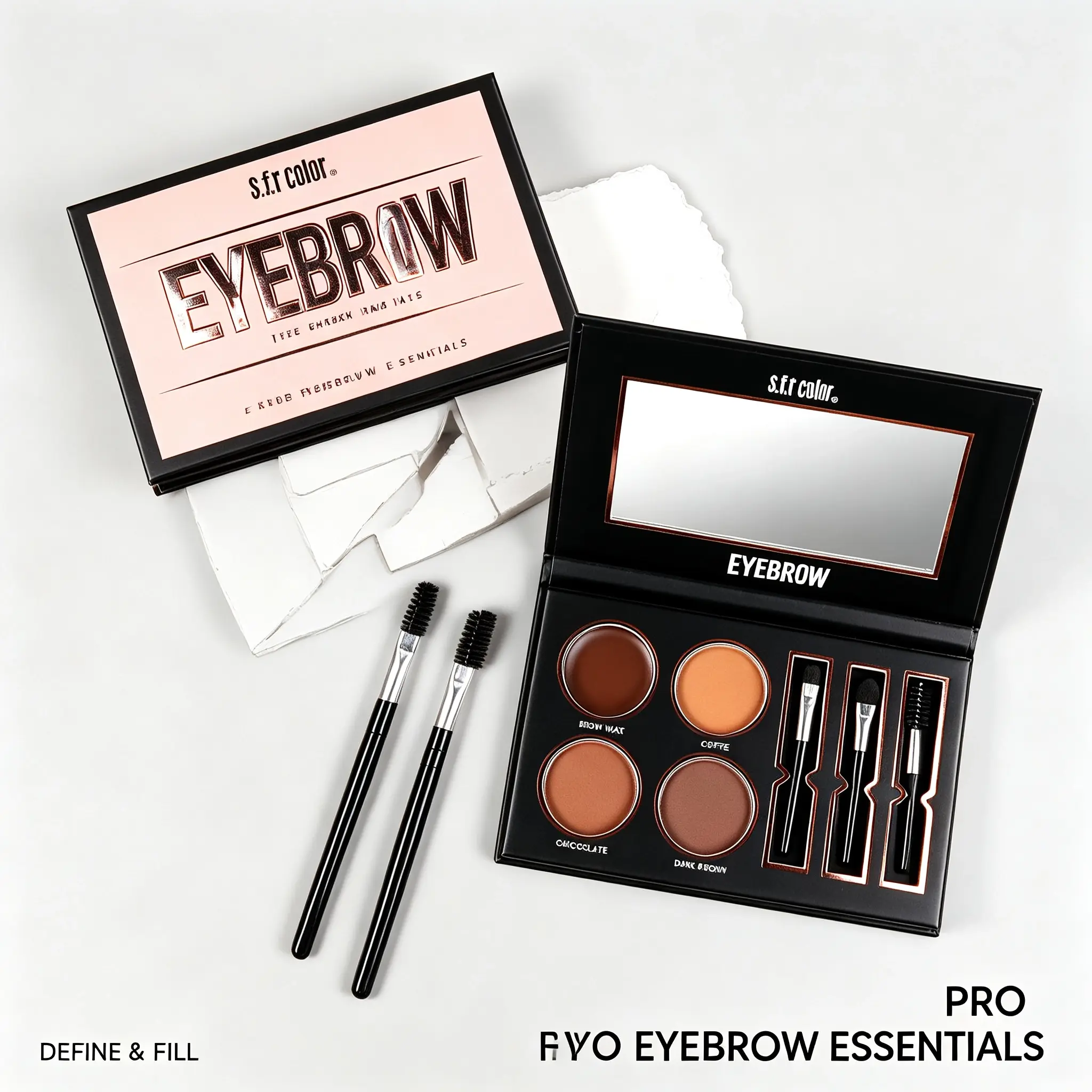 Eyebrow Makeup Set – 4-Color Powder & Cream Palette with Dual-Ended Brushes, Waterproof, Long-Lasting Brow Kit for Salon-Quality Defined Brows