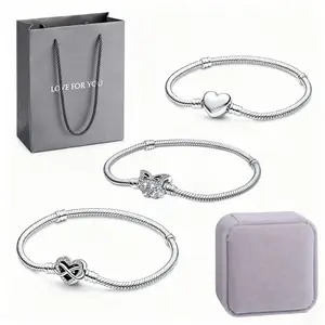 Timeless 925 Silver Heart Charm Snake Bracelet - Thoughtful Gift for Her, Matches Every Outfit Effortlessly