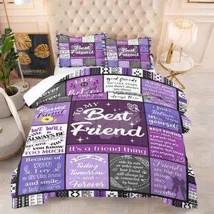 Purple patchwork pattern bedding set, Patchwork quilt sets, including 1 blanket and 1 or 2 pillowcases without pillowcases, soft children's and adult bedroom decoration gifts