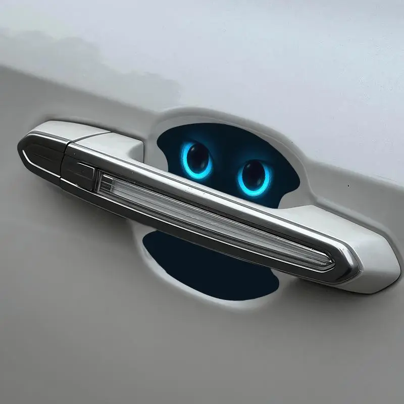4pcs Set, Round Blue Large-eye Pattern  Handle Bowl Scratch Protection Stickers, Universal Car Stickers with No Residue, Car Handle Anti-collision Protective Stickers, a Must-have Car Door Handle Protector for Every Vehicle