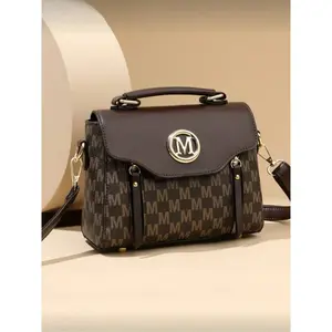 Vintage Minimalist Print Crossbody Bag, Adjustable PU Strap, Flap Closure, Stylish and Functional Premium Shoulder Bag for Everyday Use