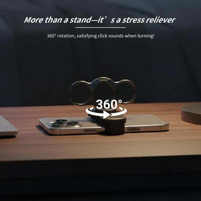 360° Rotating Phone Ring Holder with Dual Finger Loops, Foldable Adjustable Grip Stand for Hands-Free Desktop Use
