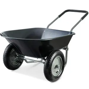 Best Choice Products Dual-Wheel Home Wheelbarrow Yard Garden Cart for Lawn, Construction