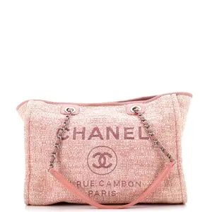 Pre-owned CHANEL Raffia, Glitter Tote Bags REBAG Deauville Tote Raffia with Glitter Detail Small by Rebag