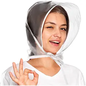 12Pcs Rain Bonnet with Plastic Visor,Clear Waterproof Rain Scarf,Rain Hats Reusable Rain Bonnet for Women to Keep Hairstyle