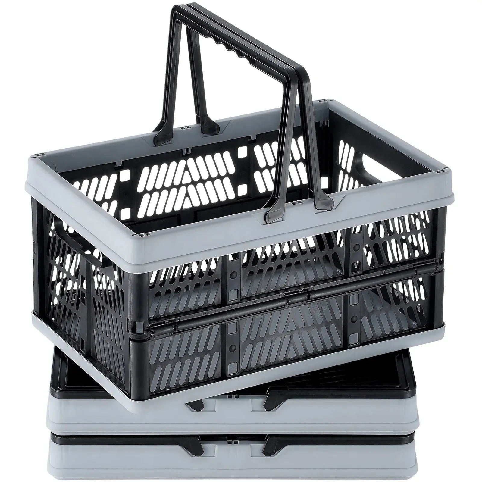 Foldable 3PCS 16L Portable Grocery Shopping Baskets with Handles