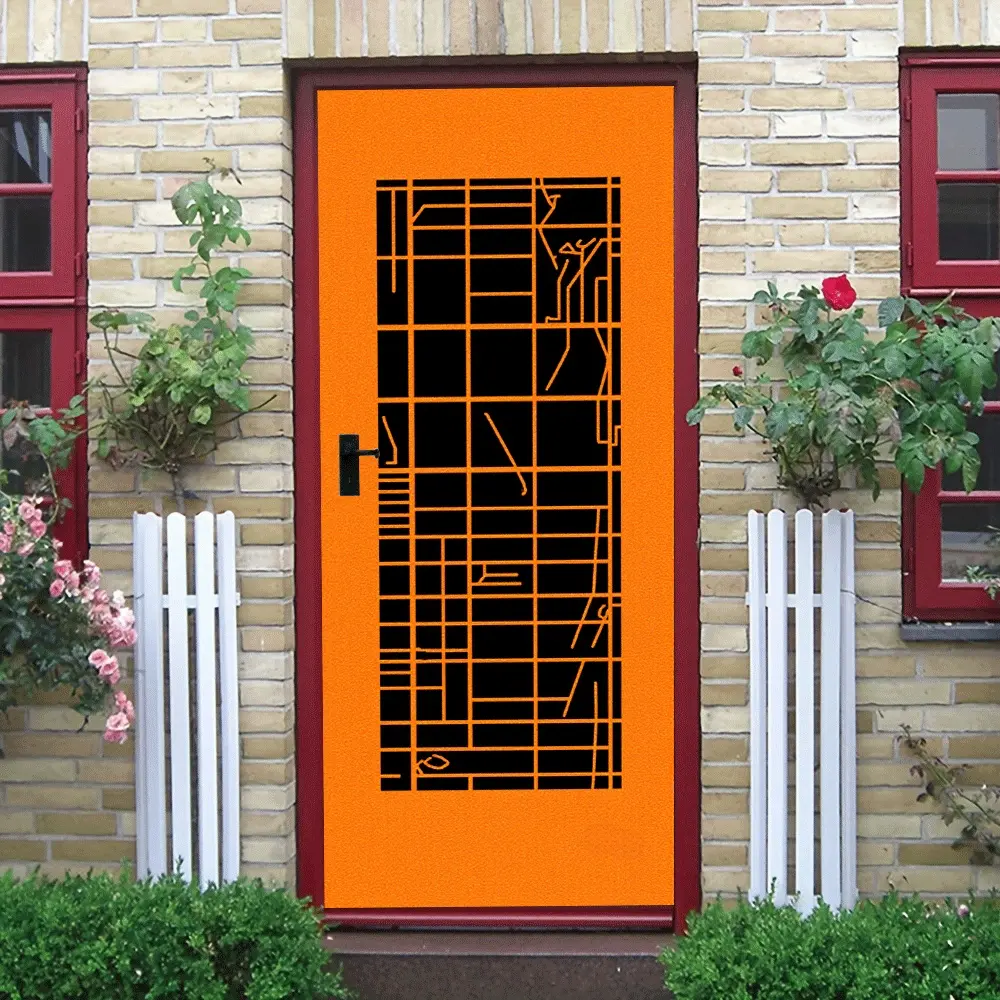 2pcs Modern Minimalist Geometric Line Door Sticker Self Adhesive Removable Home Decor Decal Living Room BedroomWall Art Black and White Abstract Pattern Creative Door Decoration Eco Friendly PVC Materia