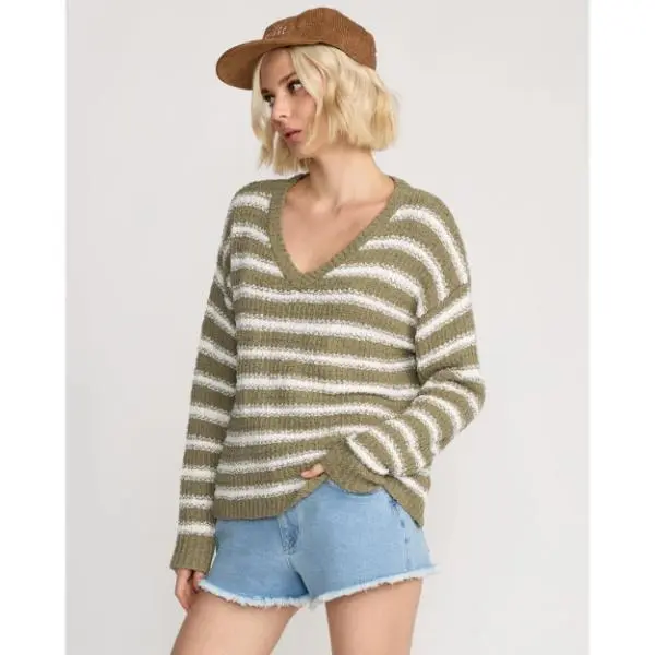 VOLCOM Women's Sand Groupie Sweater, Oversized Textured Knit Crewneck, Breathable and Lightweight Casual Pullover, Knitting, Fit