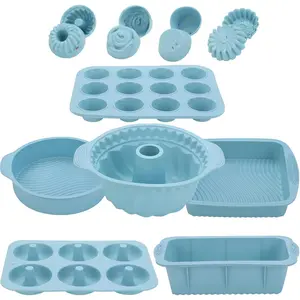 30PCS Nonstick Silicone baking set,Silicone Cake Molds, Baking Sheet, Donut Pan for baking sets with 24 Pack Cupcake Mold Baking Cups