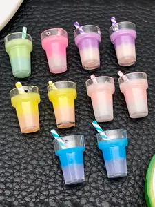 10pcs Resin Multicolor Milk Tea Cup Charms, DIY Bracelet Necklace Earring Jewelry Making Accessories (13x24mm), Craft Supplies