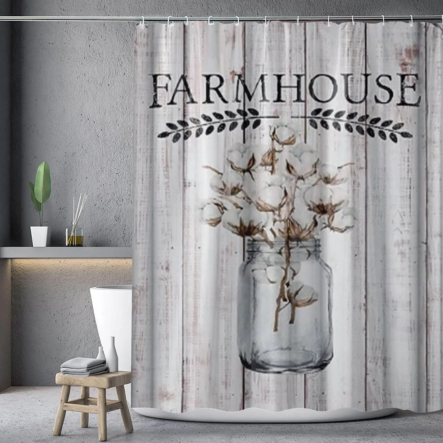 Modern Cotton Insert Bottle Pattern Polyester Single Bath Curtain, Decorative Window Curtain, Waterproof Bathroom Shower Curtain, Room Divider Curtain