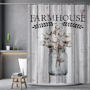 Modern Cotton Insert Bottle Pattern Polyester Single Bath Curtain, Decorative Window Curtain, Waterproof Bathroom Shower Curtain, Room Divider Curtain