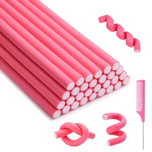 30 count 9.45"x0.55" Flexible Hair Rollers,  Curlers for Short, Medium and Long Hair, No Heat Curlers, Hair Rods - (Diameter 0.55')