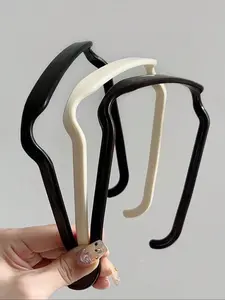 Women's Solid Color Square Hair Hoop, Durable Plastic Minimalist Design, Perfect for Everyday & Parties, Long Hair Accessory