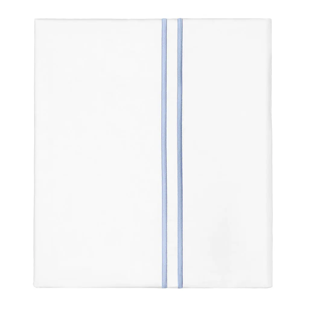 Cornflower Blue Lines Embroidered Flat Sheet