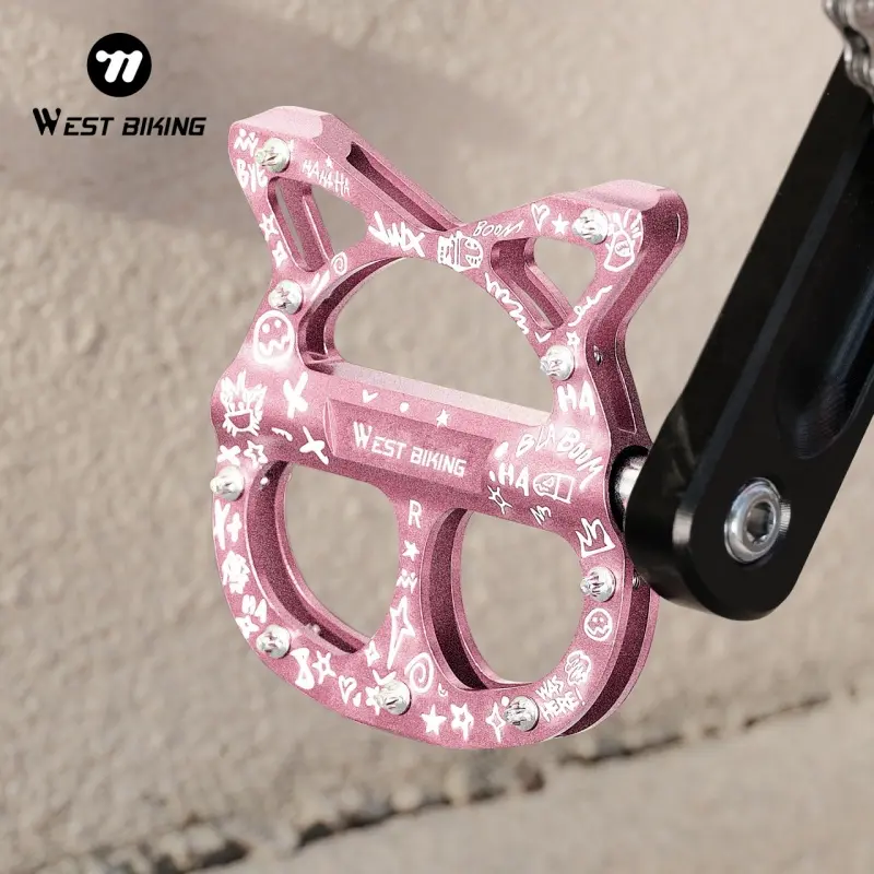 WEST BIKING Bicycle Pedal. Aluminum Alloy Cat-Shaped Bicycle 3 Bearings Pedal, Anti-slip Widened Cycling MTB Pedal, Non Slip Pedals, Bicycle Parts, Bike Parts