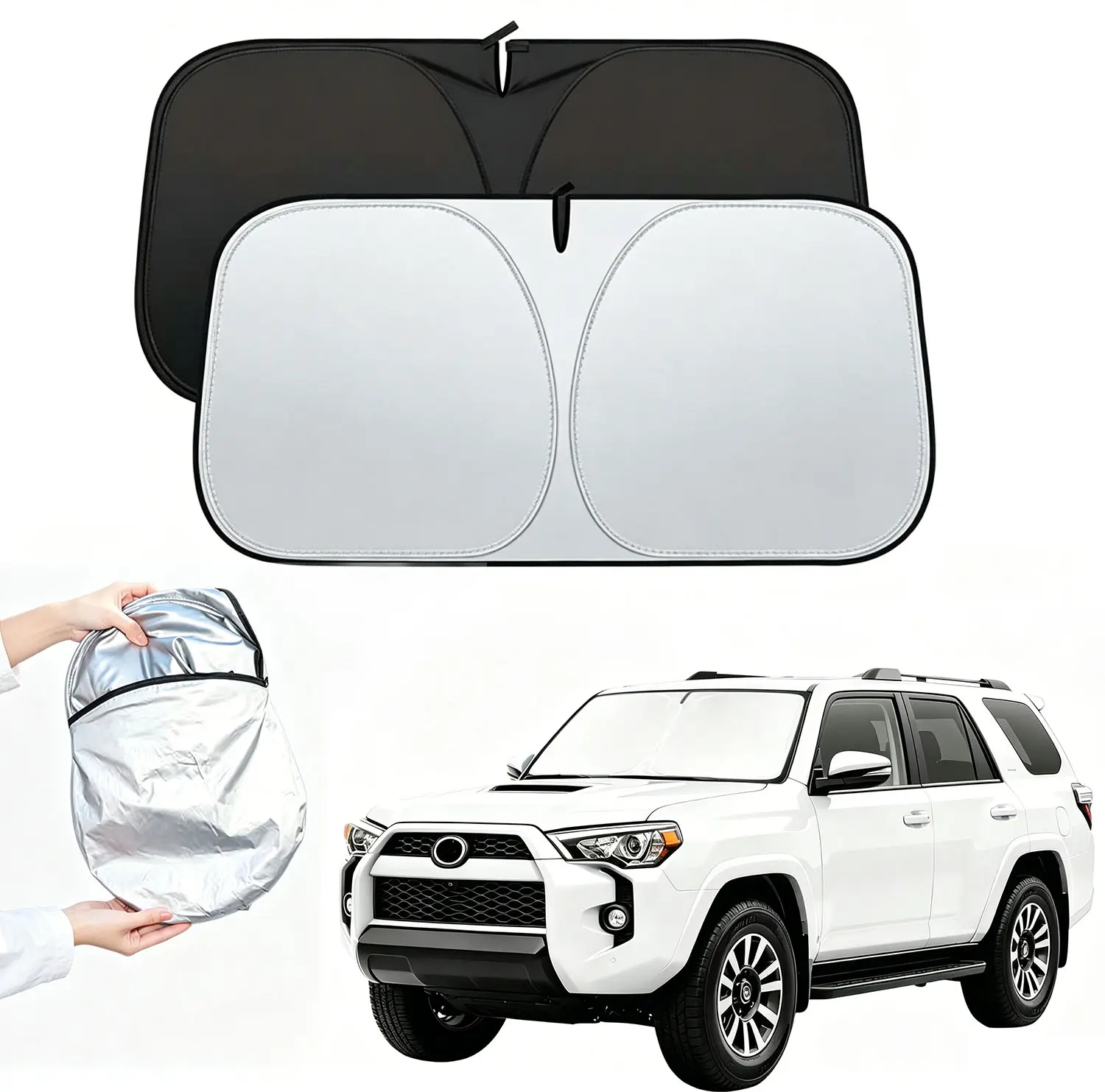 Windshield Sunshade for Toyota 4RUNNER 2025-2026 Sun Shade Car Windshield Accessories Upgrade 4 Layers Blocks UV Rays Custom Fit 4RUNNER Car Window Shades Windshield 240T Keep Cool Foldable
